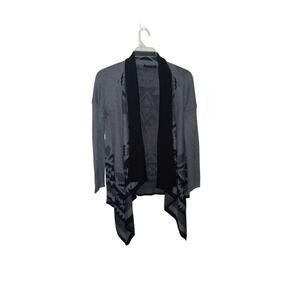 Be Cool Asymmetrical Aztec Design Gray & Black Cardigan Sweater Size M /L